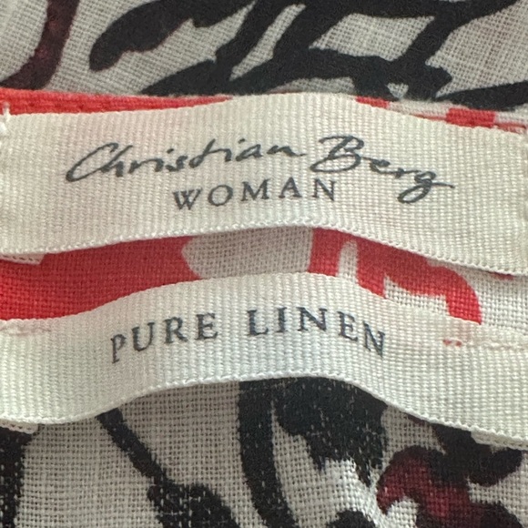 Christian Berg Woman Blouse M Floral Tie Side Pure Linen Multicolor - Picture 2 of 11